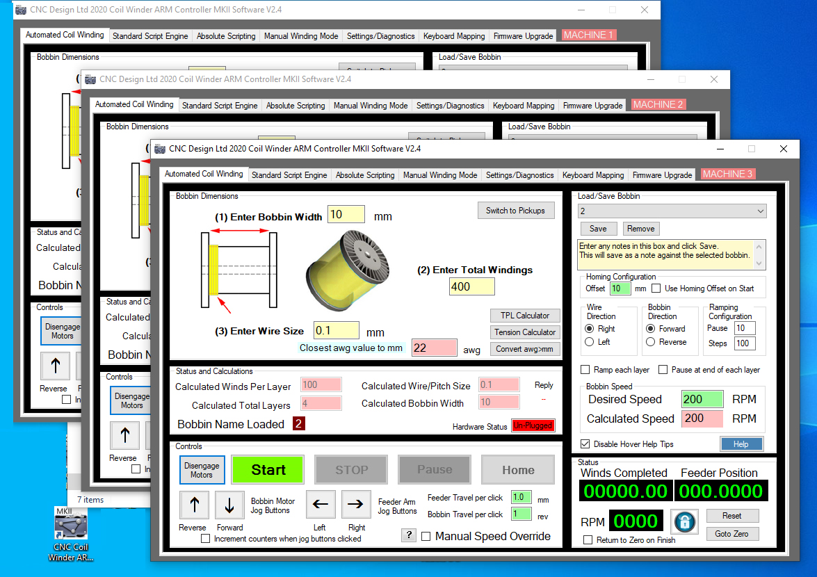 CNC Coil Winder ARM Controller MKII Software Changelog - CNC Design Ltd